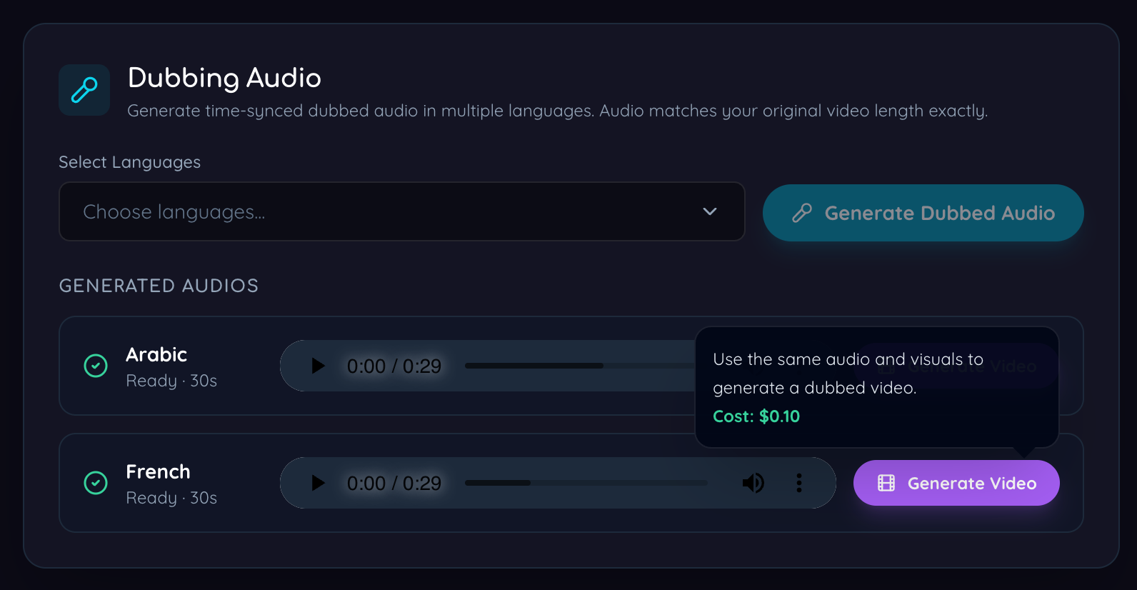 Sonicdue dubbing audio workflow for multiple languages